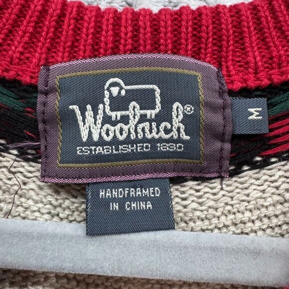 VTG Woolrich Sweater Womens M Red Button Front Autumn Teacher Fall Pumpkin - Picture 2 of 14